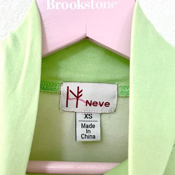 Neve St Moritz Zip Neck Printed Ski Base Layer Shirt Silk Wool Blend Green XS - Picture 2 of 6